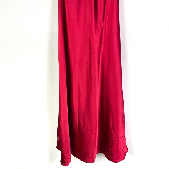 Delfi Collective Bianca Gown **NO ROSETTE Red Halter Maxi Dress Sleeveless Sz L - Picture 8 of 11